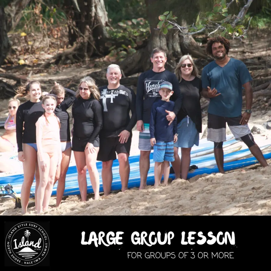 Group Lessons surf lesson students with Island Style Surf School on Oahu